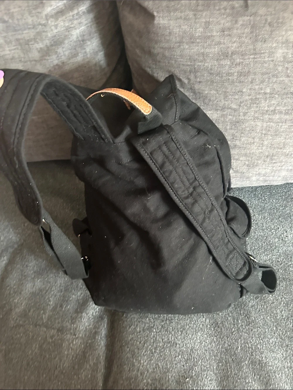 PINK Victoria's Secret Black Canvas Backpack with Tan Accents